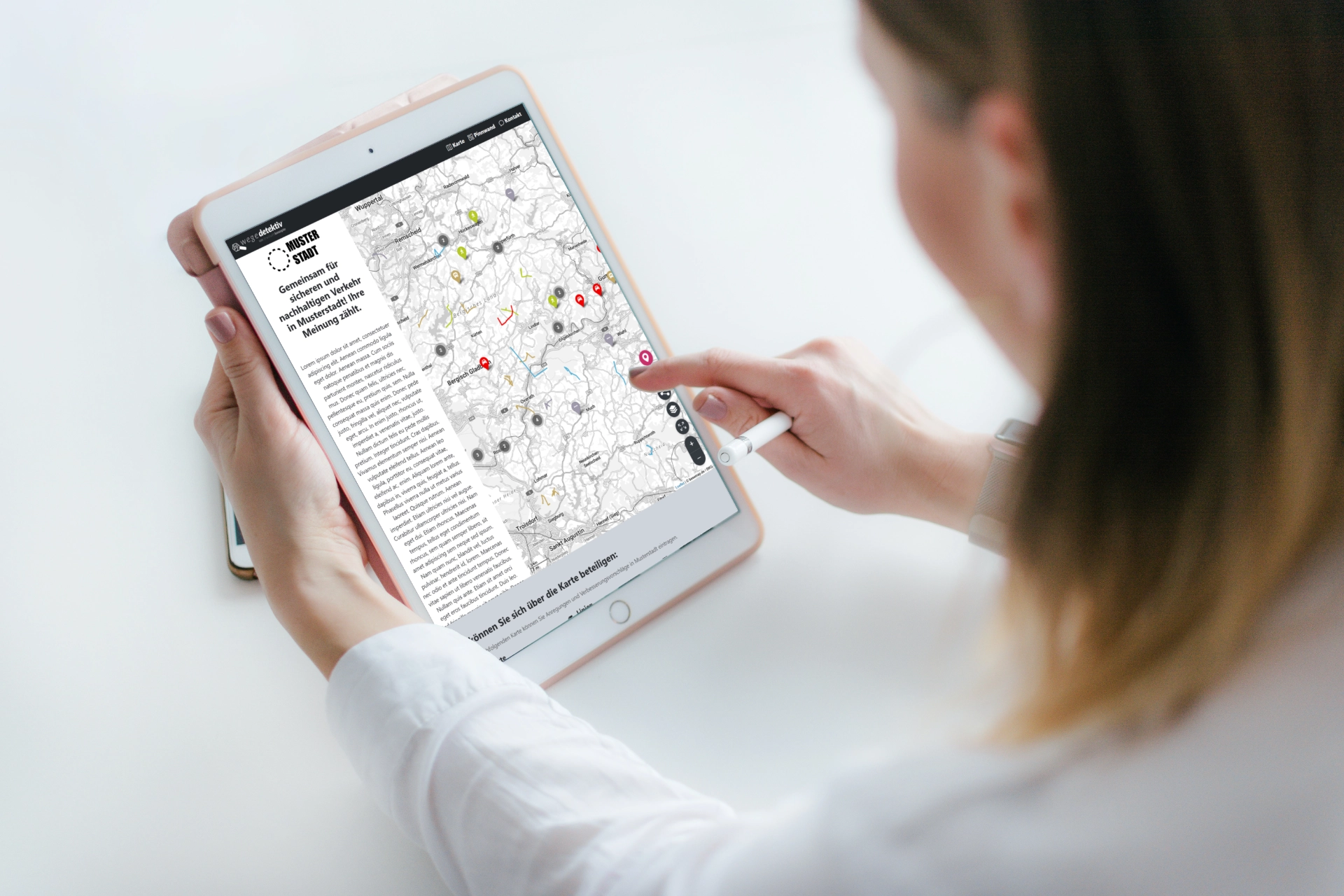 Wegedetektiv PLAN — Kartenansicht auf Tablet